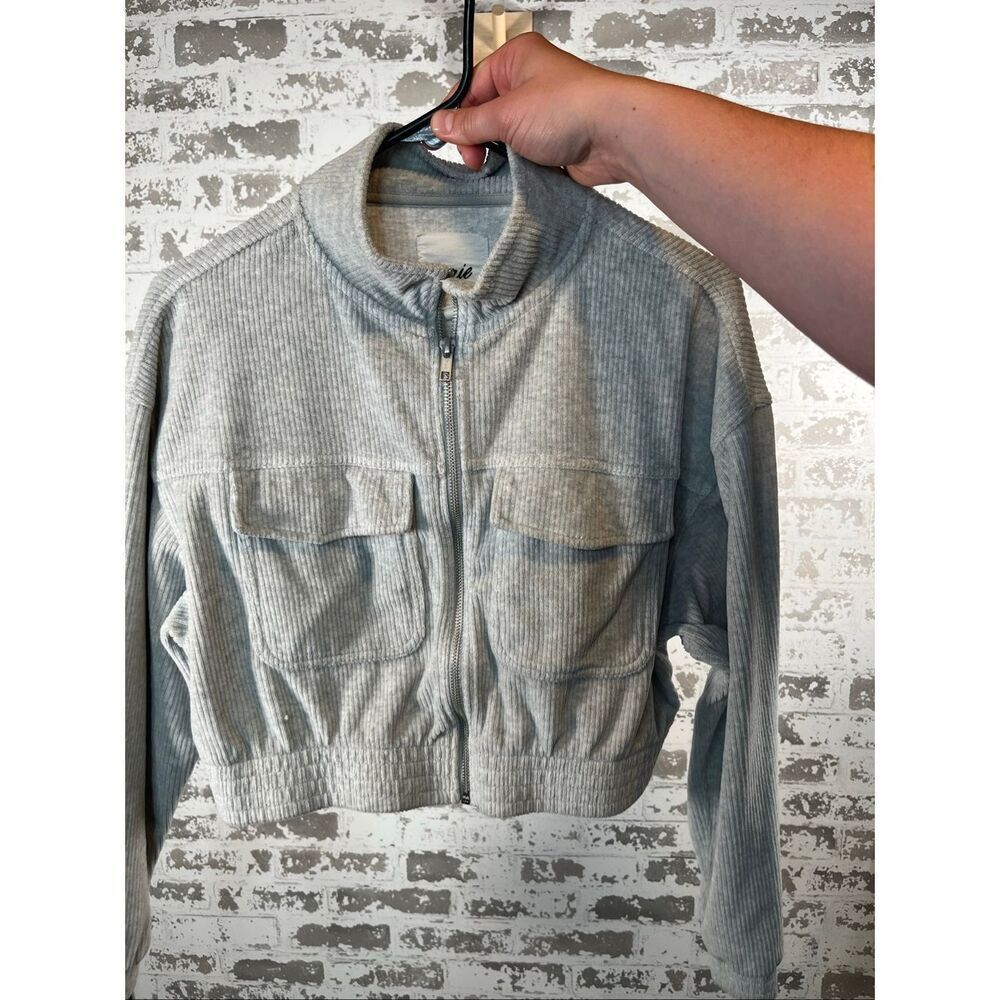 Aerie | women ribbed cropped full zip sweat shirt